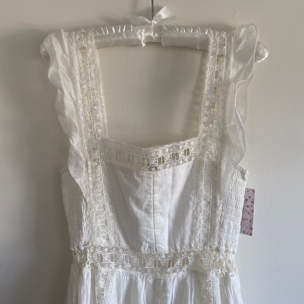 Free People White Flowy Mini Dress
